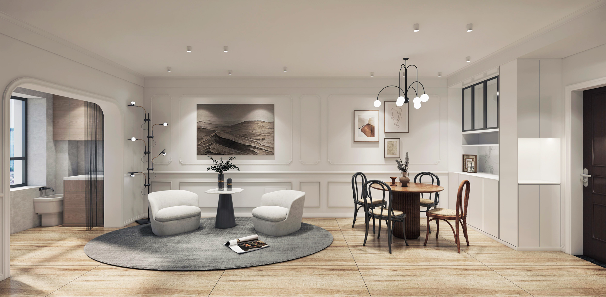 成舍設(shè)計(jì) | 8米長(zhǎng)！87㎡小戶(hù)型也能擁有這么大的客廳？